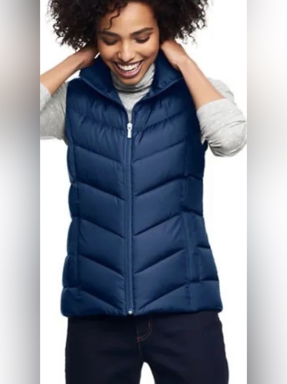 Land’s End Navy Puffer Down/ Feather Vest for Women